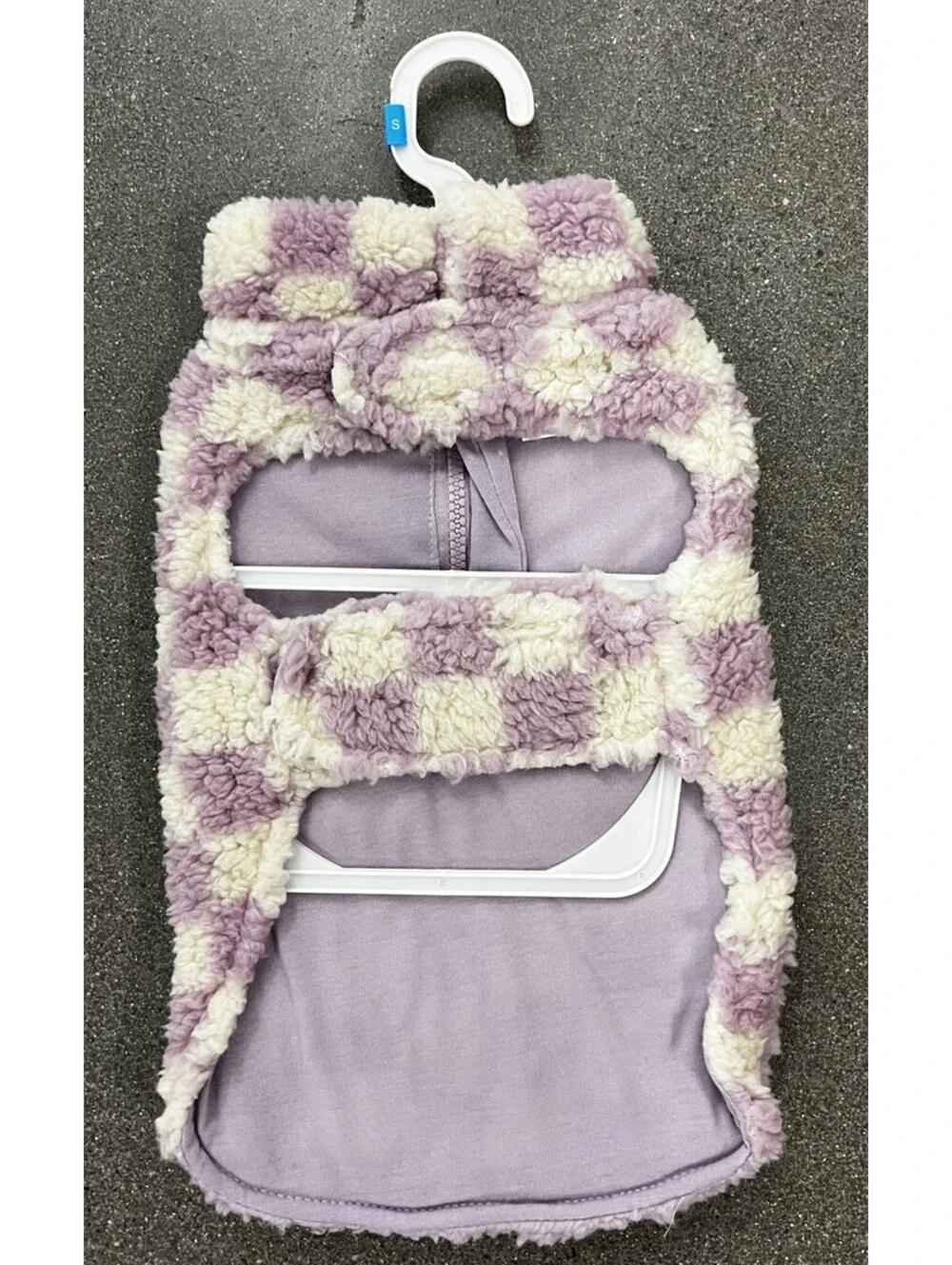 Top Paw Checkered Fleece Zip Up Jacket For Dogs.  Purple Size S